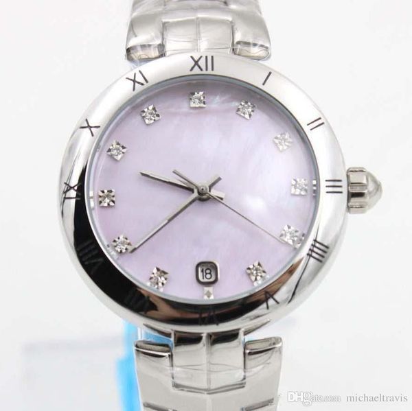 

sell automatic mechanical watch pink dial womens silver stainless blet stainless steel pointer fashion womens watches, Slivery;brown