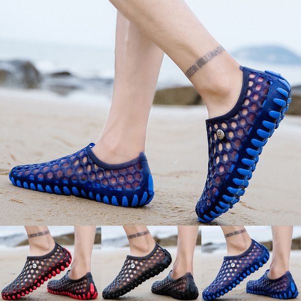 

2019 comfortable handmade men sandals men large size lightweight hole shoes comfortable casual non-slip beach sandals big size, Black