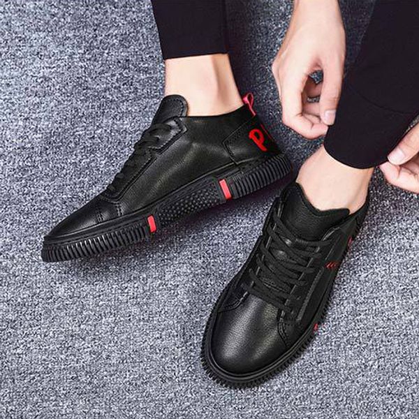 

новые дешевые марка мода повседневная обувь платформы тройной белый сочетание sneaker обувь мужская мода скейтбординг кроссовки размер 40-44, Black