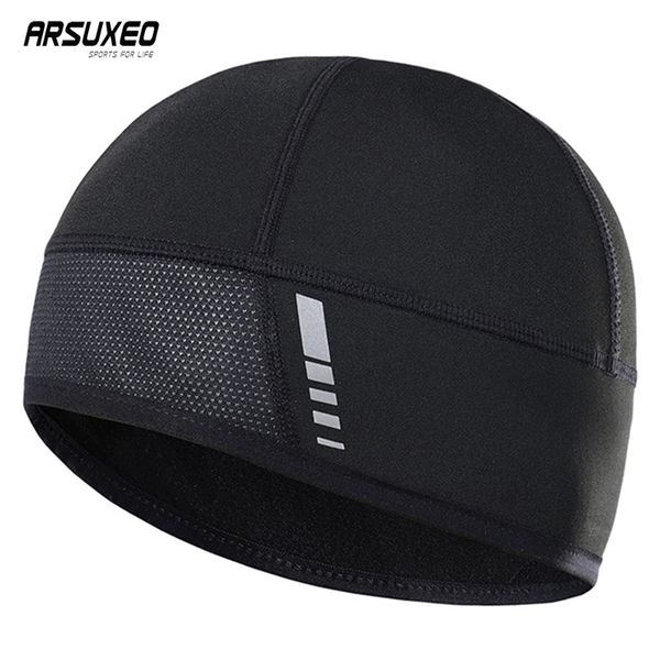 

cycling caps & masks arsuxeo outdoor cap hiking trekking riding hat winter sports fleece warm bike breathable windproof bicycle, Black