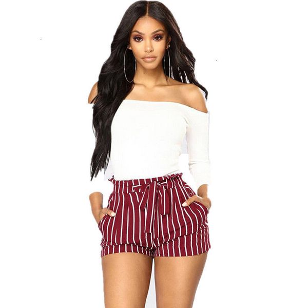 

woman shorts ladies shorts ladies draped womens fashion casual shorts high waisted striped tie short mini slim drop shipping good quality, White;black