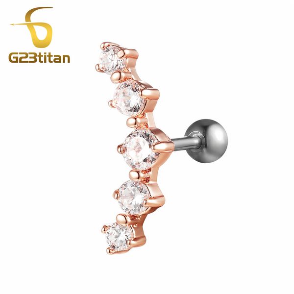 

g23titan fashion woman earrings rose gold ear tragus cartilage helix piercing studs 16g titanium labrets barbell body jewelry, Slivery;golden