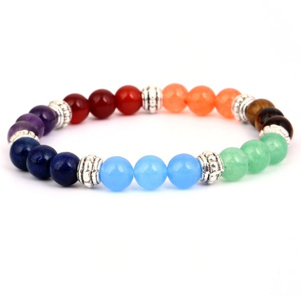 

wwlb 100% all natural stone beads 7 chakra bracelet for women men yoga buddha player small / big 2 sizes dorp shipping bracelets, Black