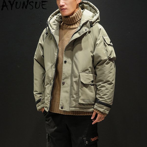 

ayusnue winter jacket men clothes 2019 korean parka hooded cotton coat warm jacket parkas mens winter jackets and coats kj2654, Tan;black