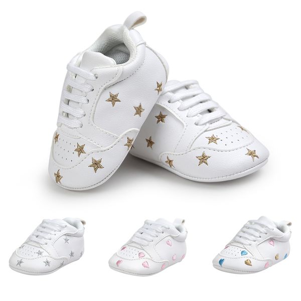 

baby shoes boy girl print heart star toddler sneaker pu soft anti-slip sole newborn infant first walkers crib shoes moccasins