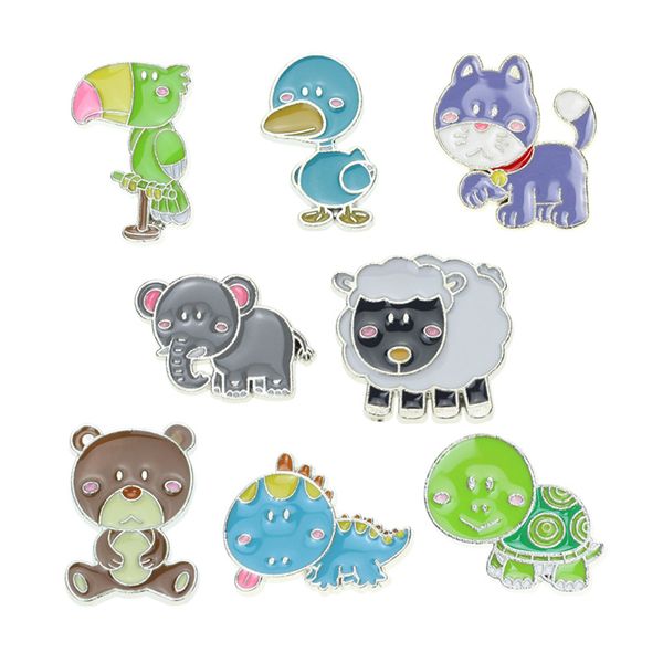 

1 pc lovely animal pins dinosaur cat sheep lapel enamel pin brooches badges jewelry clothes hats accessories pins, Gray