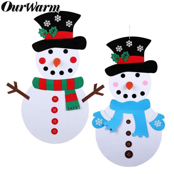 

ourwarm diy войлок рождественские подарки снеговик рождественские наклейки стены вися дети детские игрушки xmas новогоднее украшение новый г