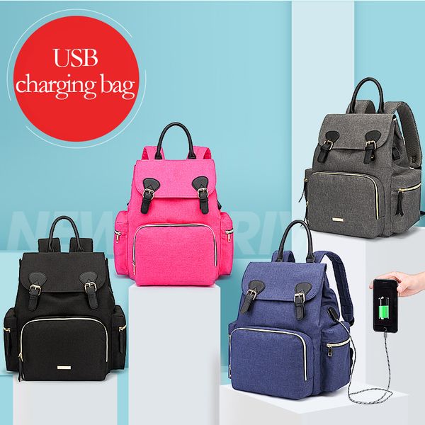 

mummy bag lady blue pink backpack student girl back gary schoolbag women fashion handbag shoulder large capacity waterproof