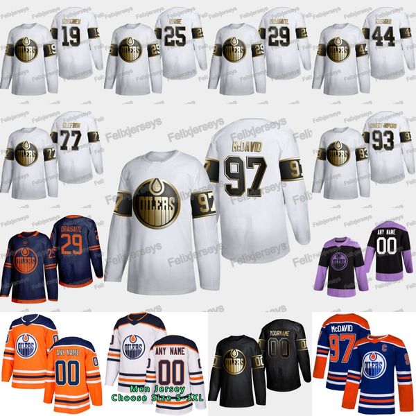 

2020 golden edition edmonton oilers connor mcdavid kassian oscar klefbom leon draisaitl james neal mikko koskinen ryan nugent-hopkins jersey, Black;red