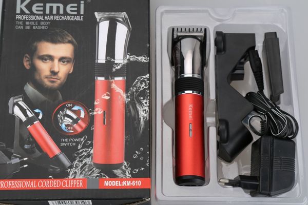 

kemei 610 original electric washable hair clipper professsional rechargeable hair beard and body hair trimmer for man km-610 bwkf vtbqk