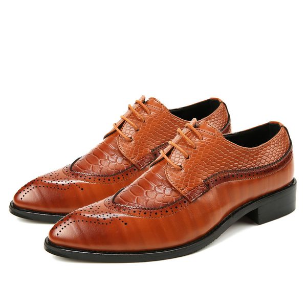 

fashion leather shoes men dress shoe pointed oxfords shoes for men lace up luxury men formal shoes (dress shoes), Black