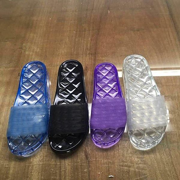 

designer beach slippers for men and women cartoon big head slippers plastic water transparent crystal shoes pvc luxury bath slippers 35-46, Black