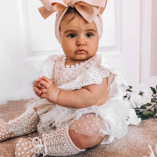 

baby girls romper newborn infant vintage lace rompers summer baby jumpsuit party wedding 0-24 months bodysuit onesie outfits, White