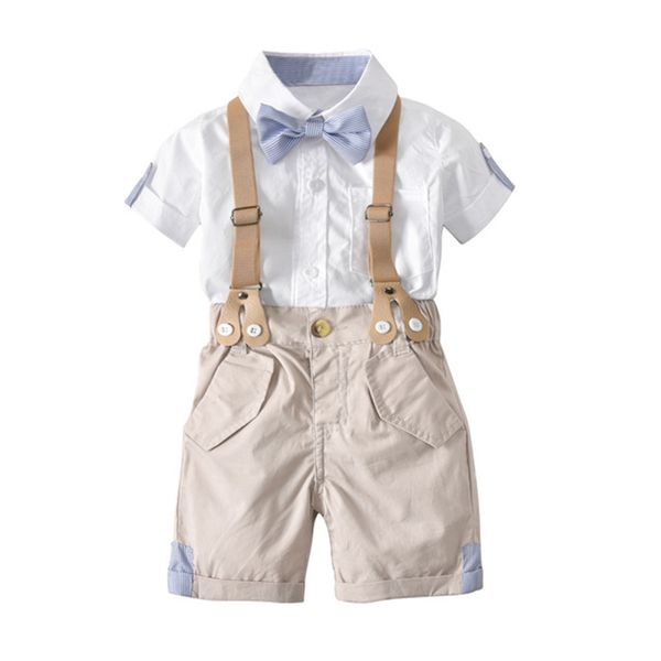 

2020 baby boy clothing sets gentleman clothes cotton print shirt+pants 2pcs outfits bebes suits 2 to 7 years old, White