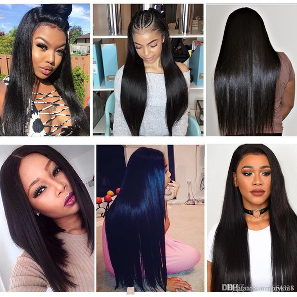 

прямые кружева перед парики человеческих волос 13x4 длинный короткий боб швейцарский парик фронта шнурка 130 плотность перуанский реми парик, Black