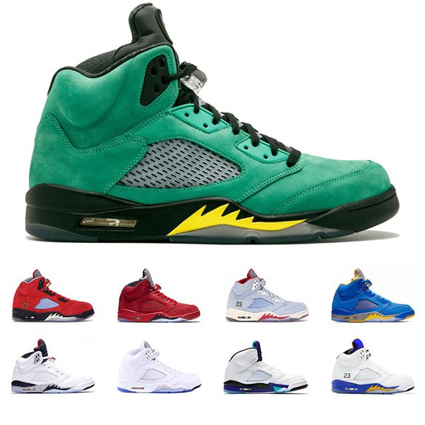 

5 men basketball shoes 5s bred fire red ice blue laney blue yellow trophy room mens trainer athletic sport sneaker sale