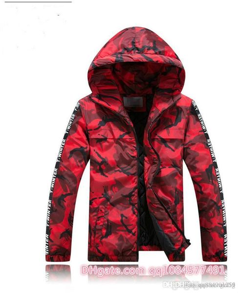 

2019 luxury mens designer jacket coats for men 2019 men's winter men's hooded cotton suit silk cotton windbreaker camouflage and c, Black