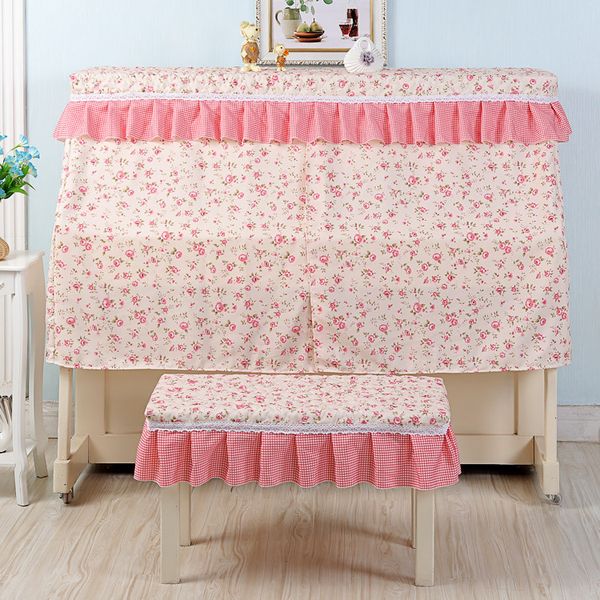 

a set pastoral polyester cotton piano stool cover creative plant flower pattern piano decorative dust cover full cover