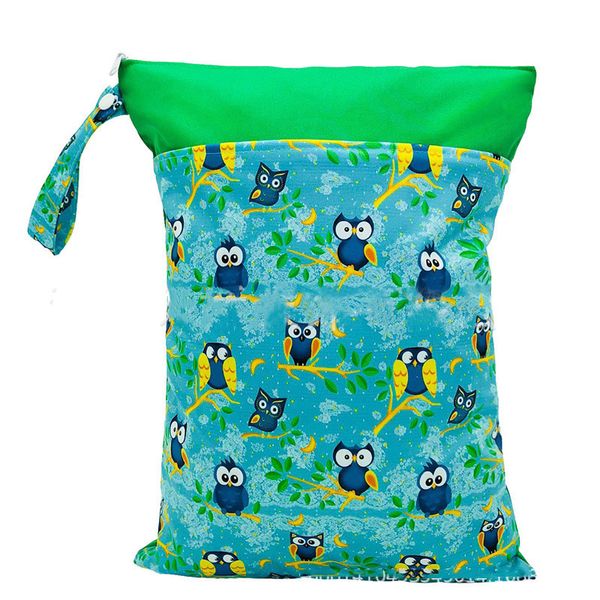 

1pcs reusable wet dry diaper bag waterproof fashion prints double pockets cloth handle wet bags 30*40cm wholesale