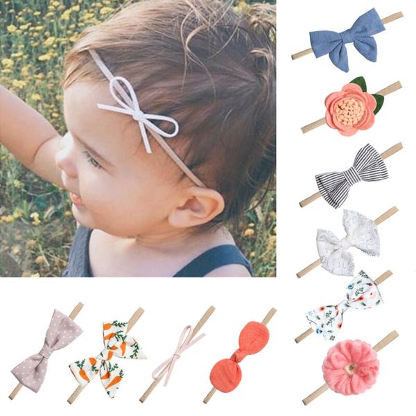 

pudcoco малышей infant ребёнки головной убор цветочные лук головная повязка новорожденный упругие hairband аксессуары для волос, Slivery;white