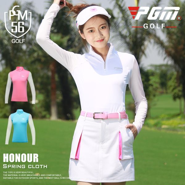 

pgm golf training shirts womens sunscreen zipper neck golf shirts ladies quick-dry elastic sportswear golf aa60448