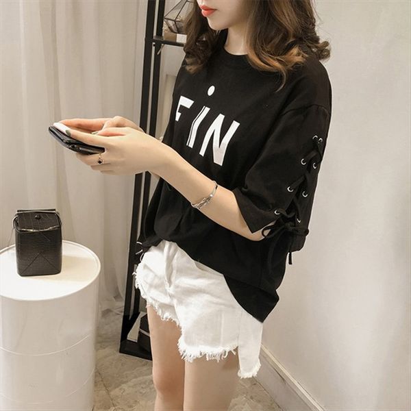 

2019 short-sleeved loose large size half-sleeved 2019 short-sleeved t- women's loose large size half-sleeved women's shirt dress t, White