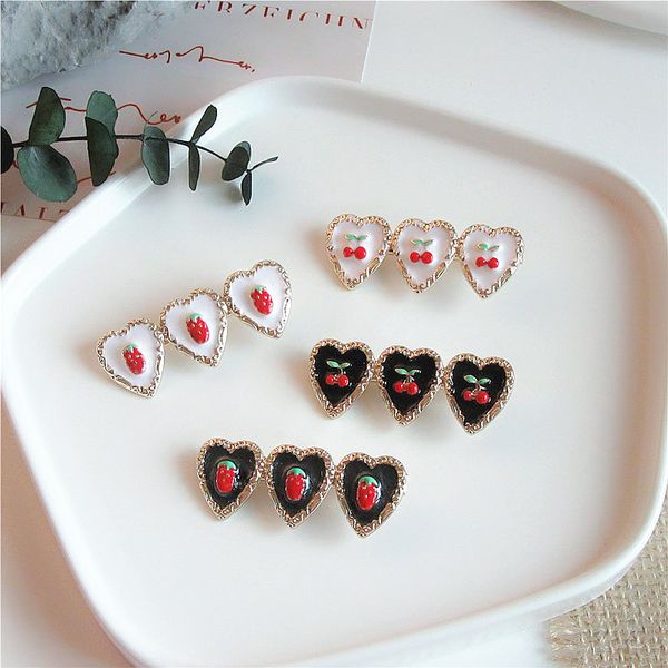 

french style children's hair accessories exquisite strawberry cherry love duckbill clip fashion sweet girl princess hairpins, Slivery;white