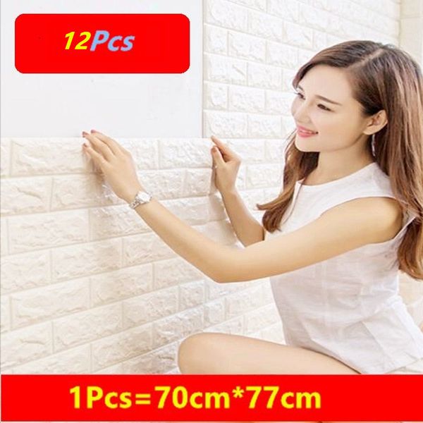 

12pcs 3d brick wall stickers on the wall wallpaper decor foam waterproof diy wallpaper for kids rooms living room background