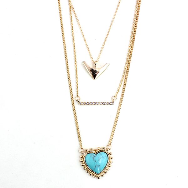 

punk anchor pendant multilayer women necklaces with green bar crystal long necklaces pendants female jewelry sne160081, Silver