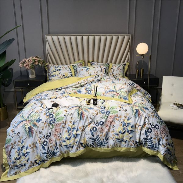 

60s sateen bedclothes 4 pieces nordic duvet cover set  king size ropa de cama cotton bed linen double sheets