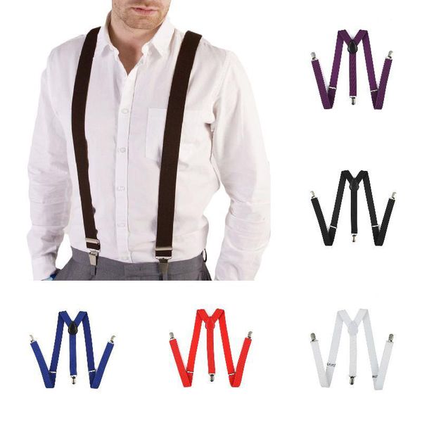 

men's adjustable suspenders for shirts pants jeans clip-on braces elastic y-back suspend slim men women suspenders, Black;white