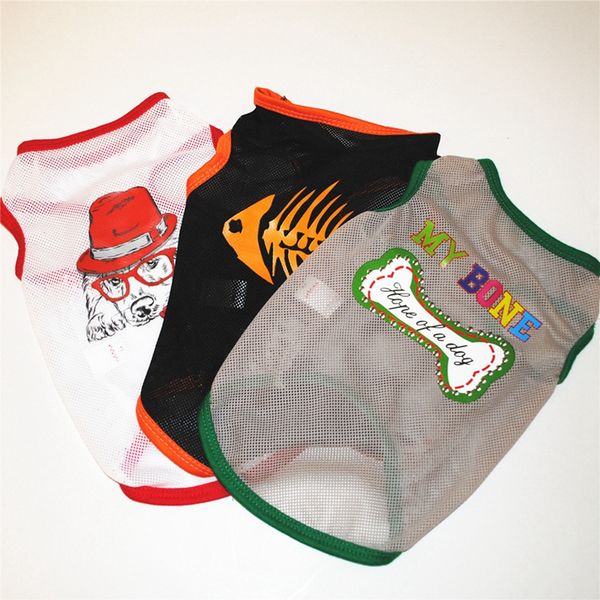 

summer dog clothes breathable mesh puppy printed shirts pet dog clothes soft t shirt cat vests for small pets chihuahua
