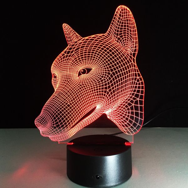 

3d dog shape lamp 7 colorful 3d visual touch desk table light led acrylic lamp creative energy-saving light home decor bedroom