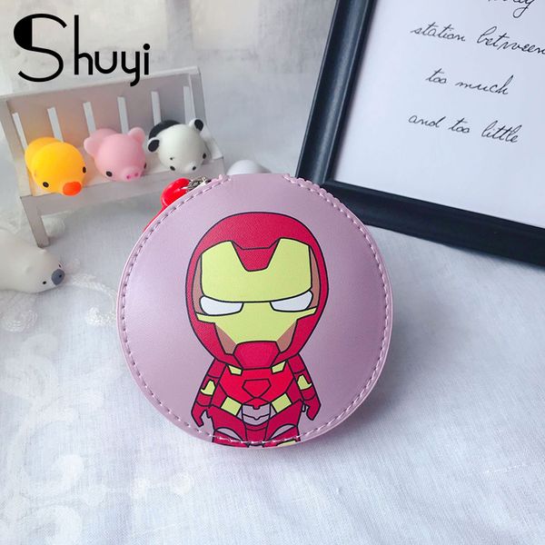 

superhero mini coin purse cartoon ironman round earphone box kids wallet mini bags festival christmas gift, White