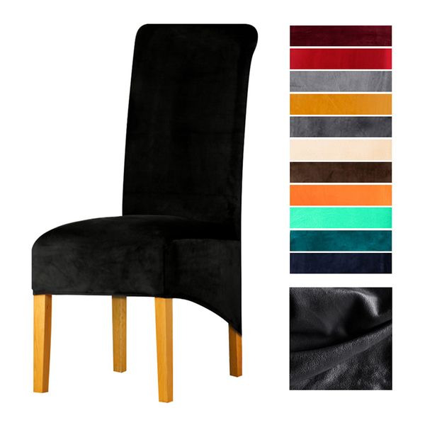 

leorate 12 solid color soft plush chair cover stretch high long back slipcovers for christmas l dining decoration office