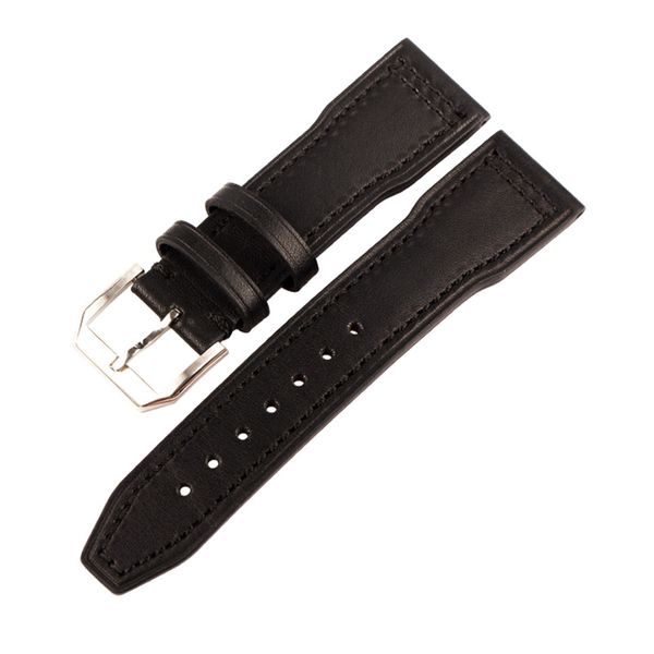 

handmade oily leather strap revised mark 15 16 pilot 20 21mm black / brown italian leather strap rose gold buckle