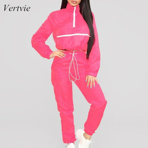 

vertvie women reflective jacket elastic drawstring set windbreaker raincoats outdoor active casual tracksuit 2 pcs set sports, White;red