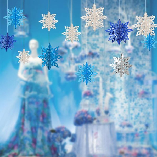

new 6pcs 3d hollow snowflake design paper hanging ornament christmas party decoration xmas decor home decoration xmas supplies