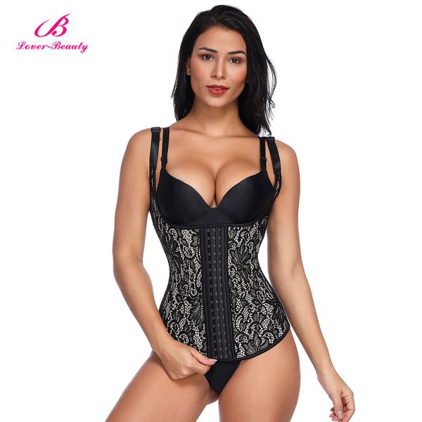 

lover beauty waist trainer push up vest tummy belly girdle women body slimming trimmer corset tummy control waist cincher, Black;white