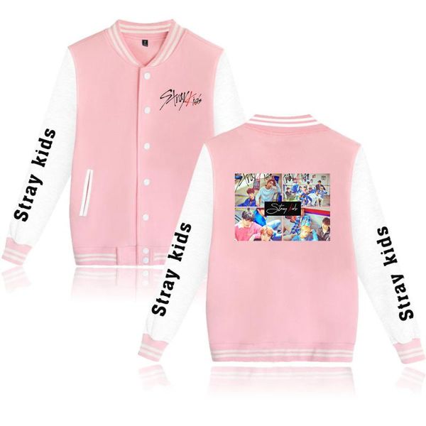 

enw корейской моды kpop бродячая kids v-образный вырез baseball jacket 2019 новая мода версия для печати куртка пальто harajuku пуловеры жен, Black;brown
