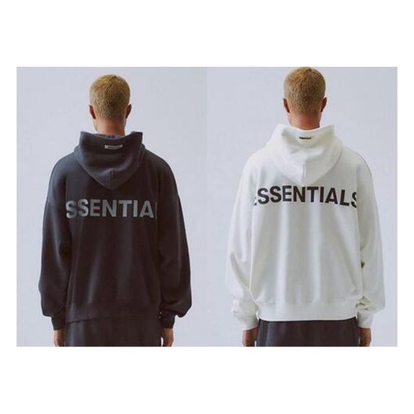 

20ss fog fear of god essentials 3m reflective letter printing fashion hoodie high street casual hoodie pullover sweater street, Black