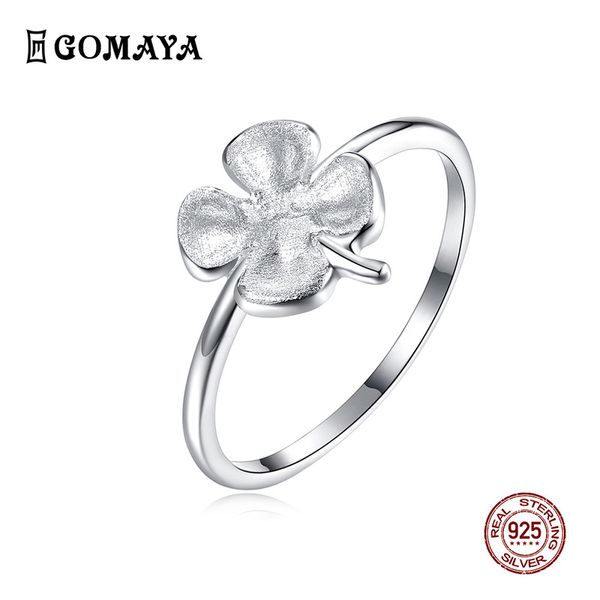 

gomaya 100% 925 sterling silver flower rings unique gift for teen girls princess queen romantic engagement finger rings jewelry, Golden;silver