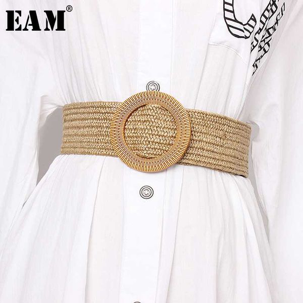 

eam] 2020 new spring summer knitted buckle split joint striped personality long wide belt women fashion tide all-match jx473, Black;brown