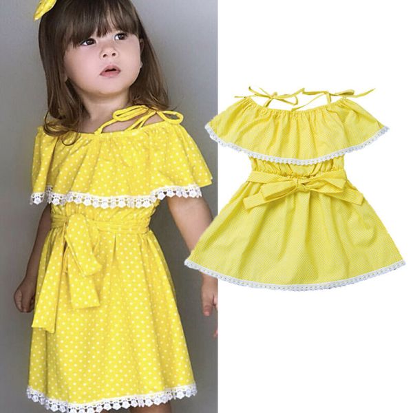 

2019 girls dress 0-3t uk kid baby girl princess dress party bowknot polka dot sundress clothes summer, Red;yellow