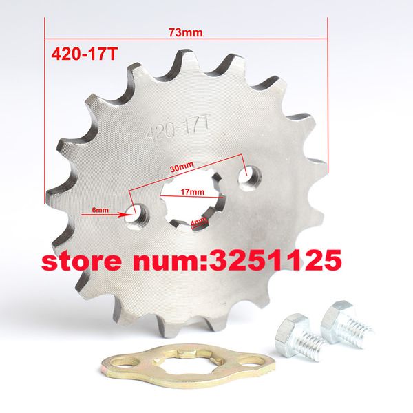 

front engine shaft sprocket gear 420 17 tooth for 50cc 70 90cc 110cc 125cc 140cc 150cc atv quad pit dirt motor bike motorcycle