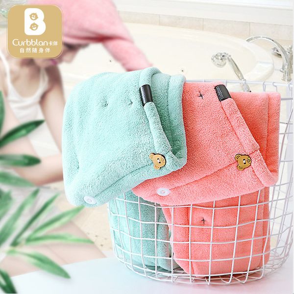 

simple double-layer thick absorbent soft dry hair cap womens dry hair towel bath cap head fa jin childrens cute