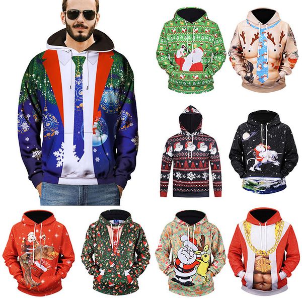 

3d print hooded sweatshirt long sleeve pullover coat christmas sweatshirt hooded with pockets xmas home clothing 9 color wx9-1144, Blue;gray