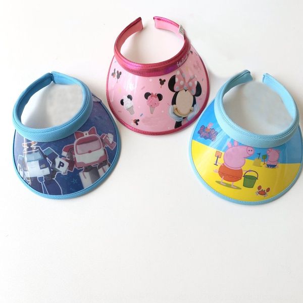 

summer children's sun hat cartoon printed letter empty sunshade cap sunshade uv protection, Yellow