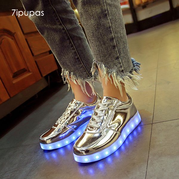 

7ipupas led light shoes fashion boy lighted sneakers for kids usb charge colorful luminous shoe girl led glowing sneakers t200421, Black;red