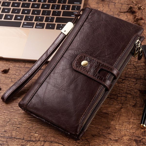 

new genuine leather men wallet male cell phone clutch coin purse walet portomonee portfolio clamp for money bag handy long, Red;black